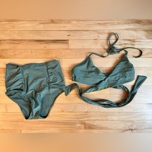 Aerie bikini high waisted bottom, wrap top never worn